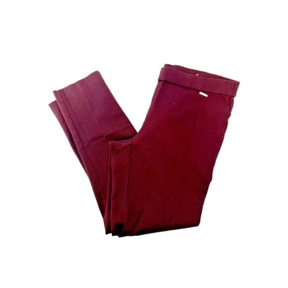 Ellen Tracy Women's‎ Size 12 Maroon Stretch Elastic Waistband Ankle Length Pants
